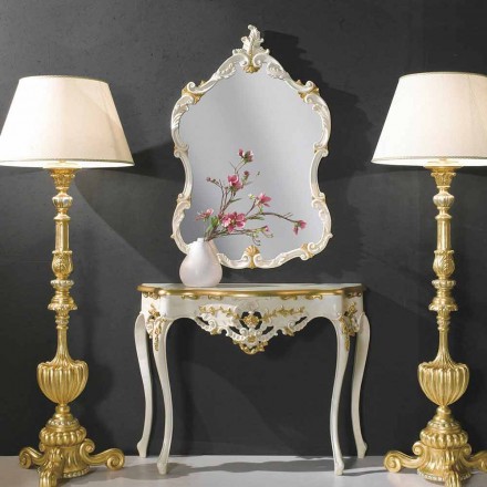 Fir-wood wall mirror, console, made in Italy mdf top Gianluca Viadurini