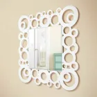 Modern Design White Square Wall Mirror with Wood Decorations - Bubble Viadurini