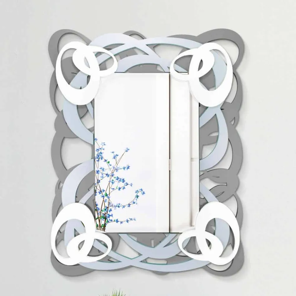 Modern Design Rectangular Colored Wooden Wall Mirror - Amalga Viadurini