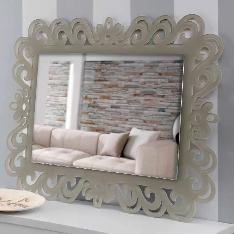 Modern Design Rectangular Wall Mirror in Tortora Plexiglass - Selly Viadurini