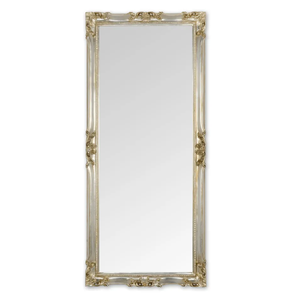 Mirror with Hand-Decorated Wooden Frame Made in Italy - Venus Viadurini