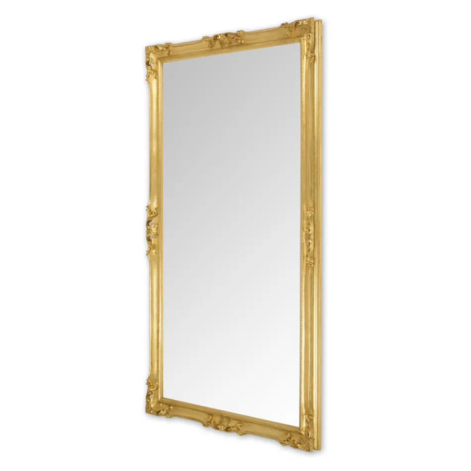 Mirror with Hand-Decorated Wooden Frame Made in Italy - Venus Viadurini