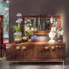 Polished wall mirror in polished ebony and Ada 1 metal Viadurini