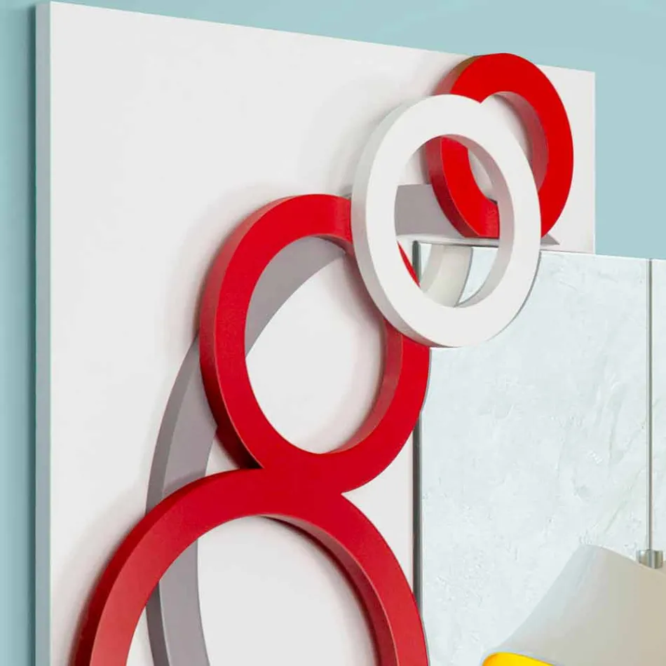 Modern Design Wall Mirror White Red Gray in Wood - Illusion Viadurini