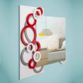 Modern Design Wall Mirror White Red Gray in Wood - Illusion