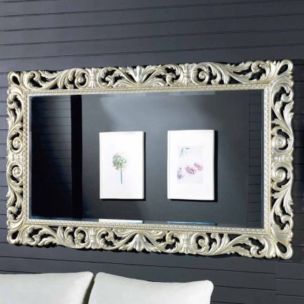 Modern design fir wood wall mirror made in Italy Nicola Viadurini