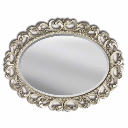 Modern handmade fir wood wall mirror made in Italy Dario Viadurini