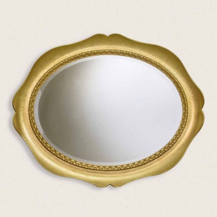 Hand made fir wood wall mirror made in Italy Franco Viadurini