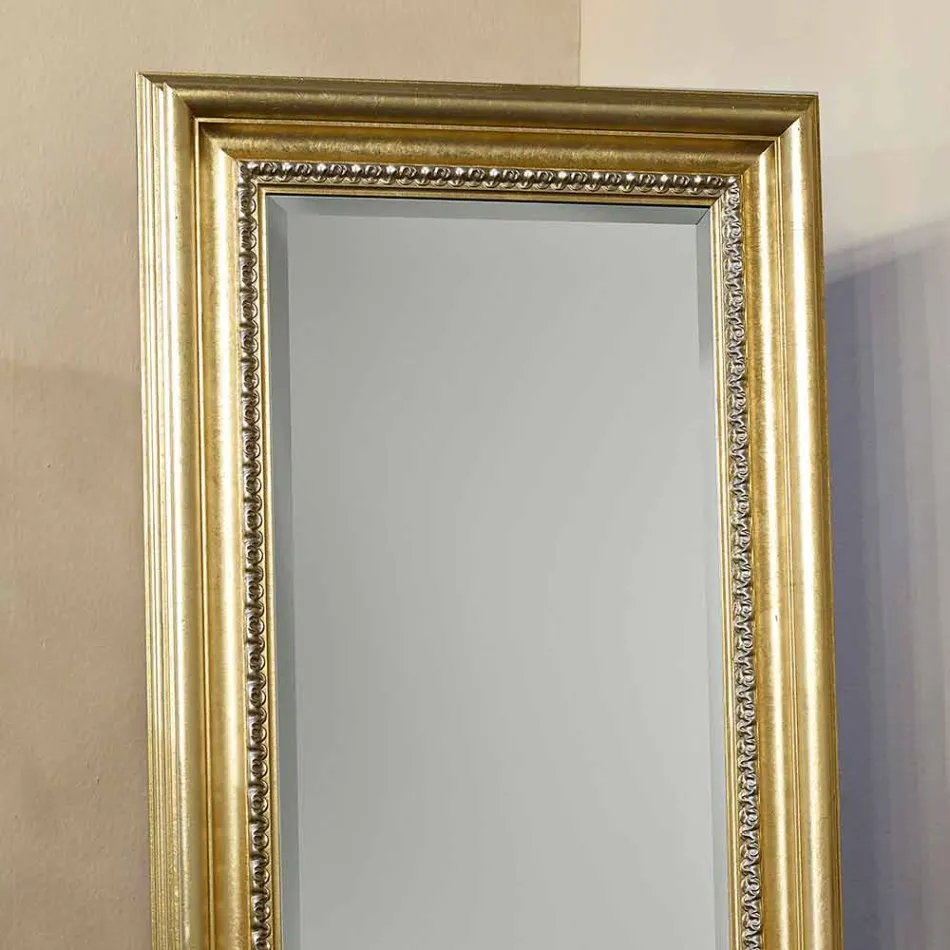 Wooden floor mirror with handmade pedestal made Italy Leonardo Viadurini