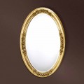 Modern oval mirror handmade of wood, produced in Italy, Federico