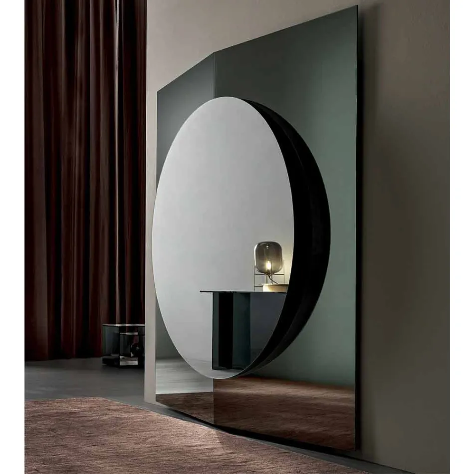 Modern Design Wall Mirror Made of 3 Panels Made in Italy - Bristol Viadurini