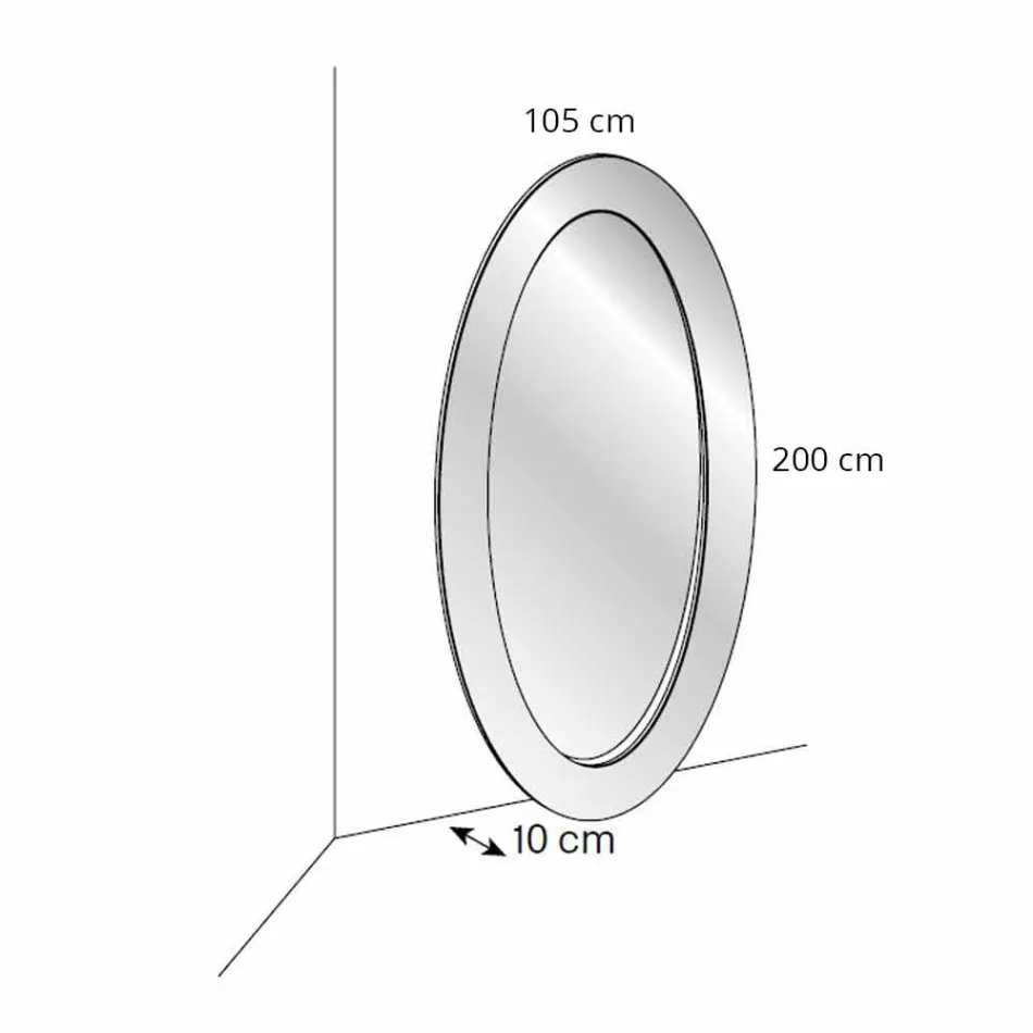 Modern Oval Floor Mirror with Inclined Frame Made in Italy - Salamina Viadurini