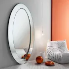 Modern Oval Floor Mirror with Inclined Frame Made in Italy - Salamina Viadurini