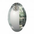 Oval Wall Mirror in Crystal Waved Glass Made in Italy - Eclisse