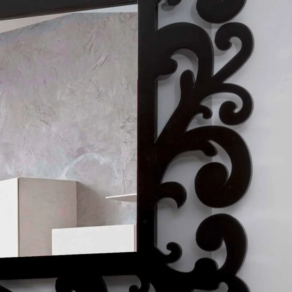 Rectangular Wall Mirror with a Large Modern Design in Black Wood - Manola Viadurini
