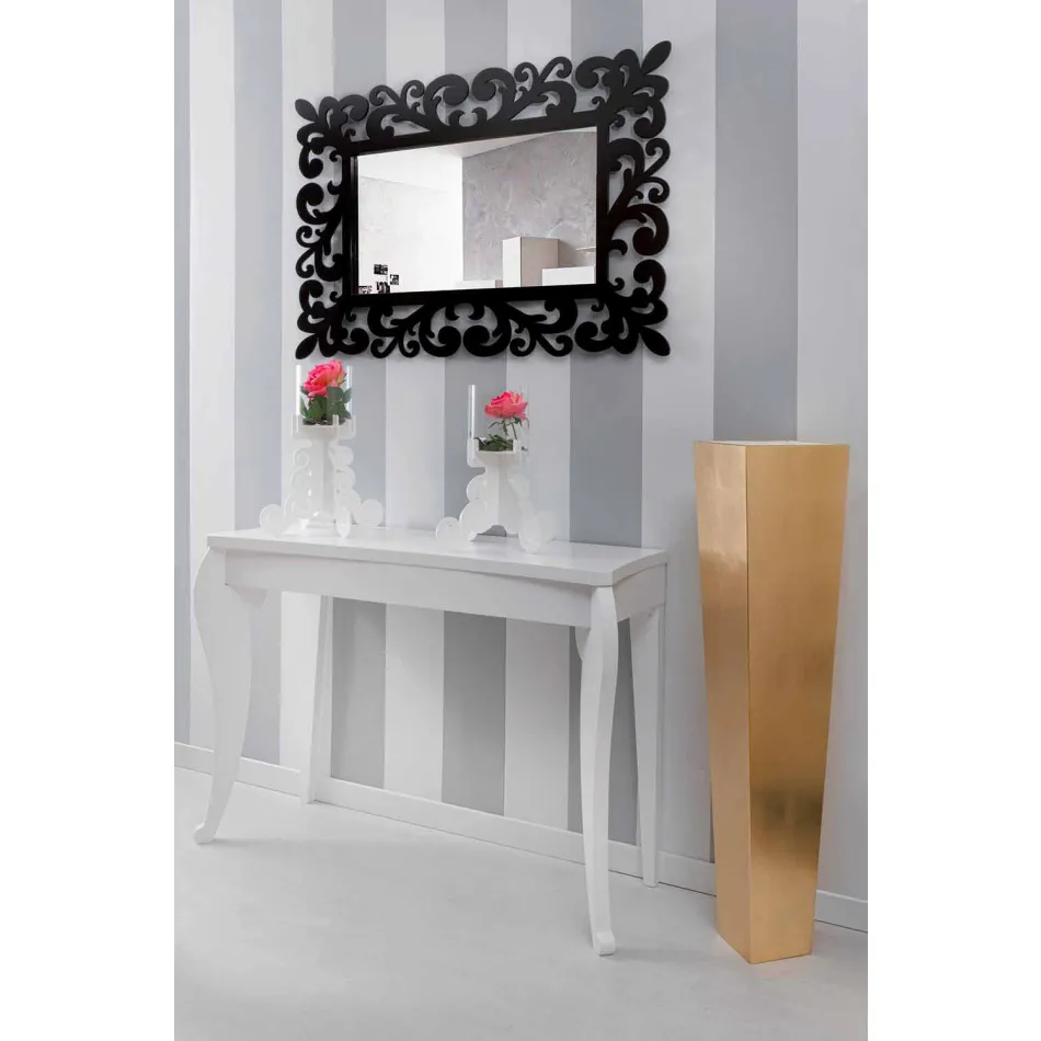 Rectangular Wall Mirror with a Large Modern Design in Black Wood - Manola Viadurini