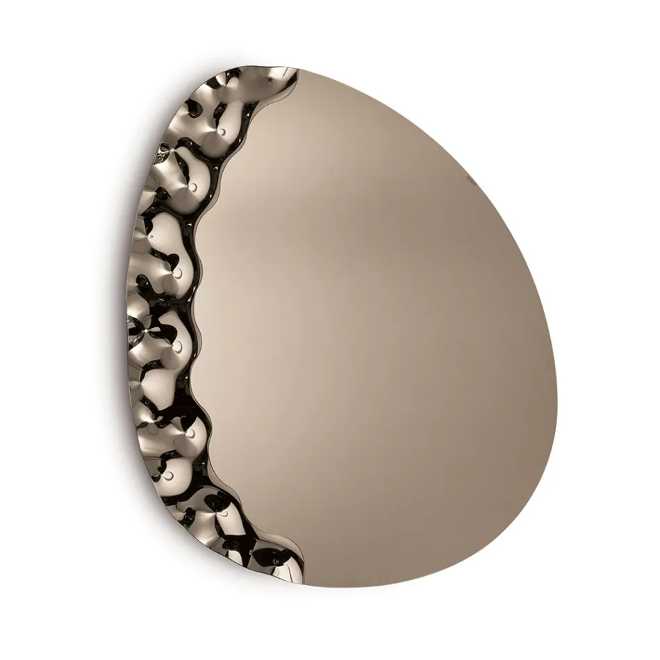 Shaped Mirror with Mottled Glass Insert Made in Italy - Amata Viadurini
