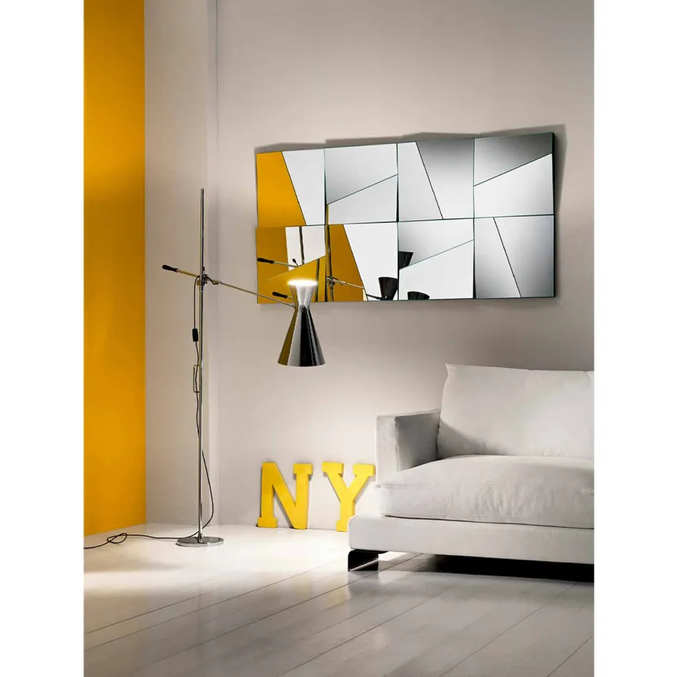 Modular Wall Mirror with Concave and Convex Mirrors Made in Italy - Allergy Viadurini
