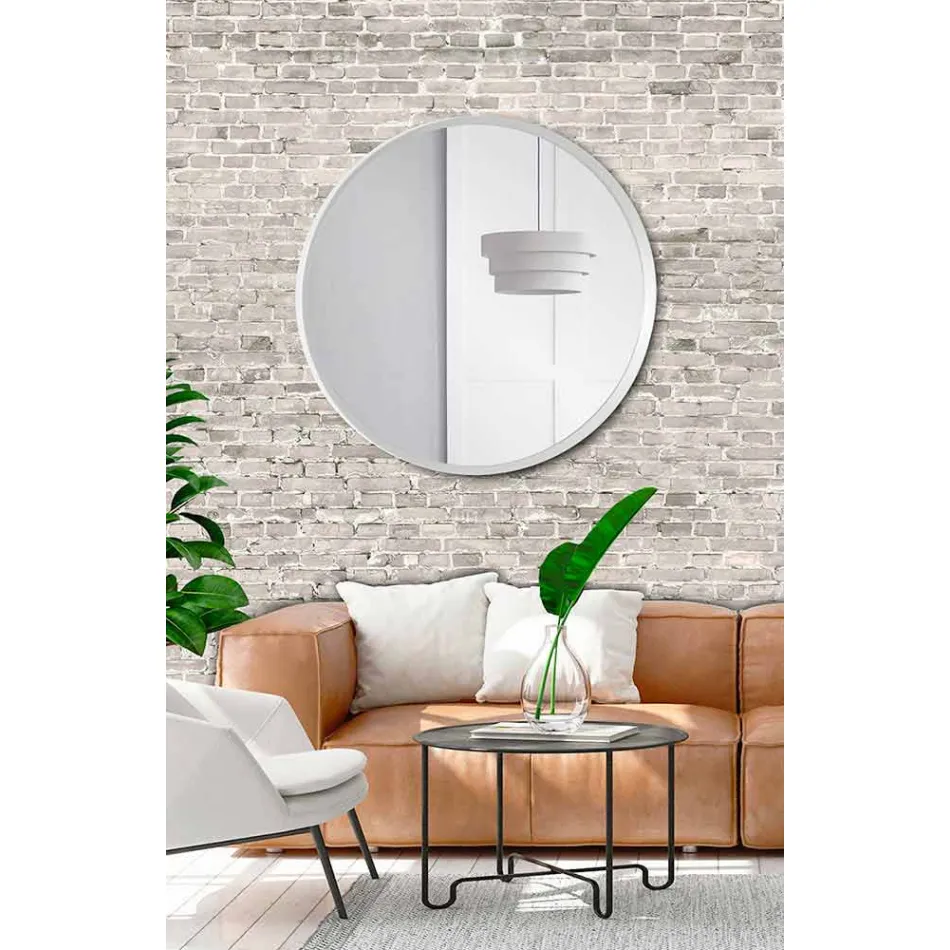 Round Wall Mirror with Lacquered Frame of Elegant Modern Design - Odosso Viadurini