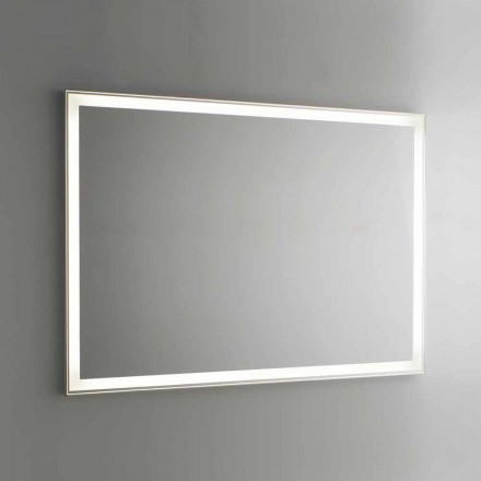 Bathroom Mirror in Imitation Aluminum with Backlight Made in Italy - Palau Viadurini