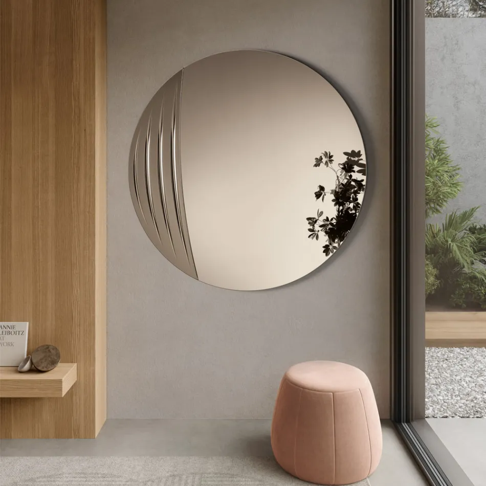 Circular Mirror in Two Sizes and Two Colors Made in Italy - Auren Viadurini