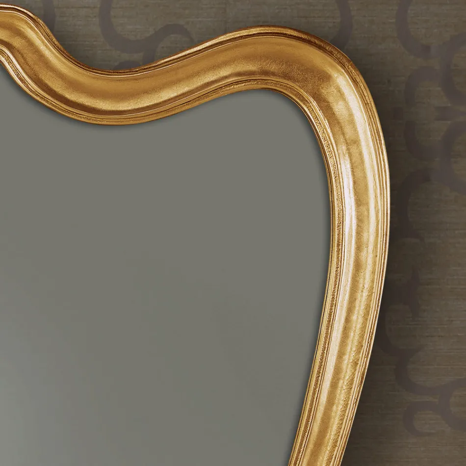 Classic Mirror Shaped Wood Frame Gold Leaf Made in Italy - Jenny Viadurini
