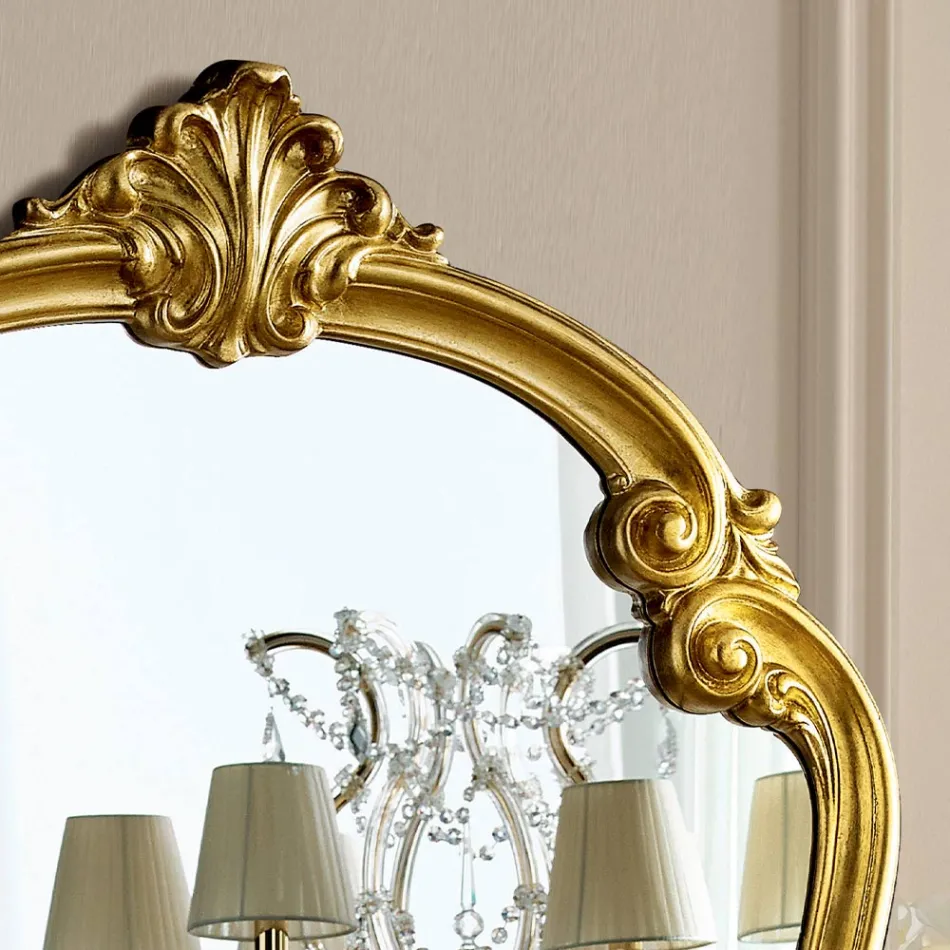 Classic Shaped Mirror with Gold Leaf Frame Made in Italy - Madalina Viadurini