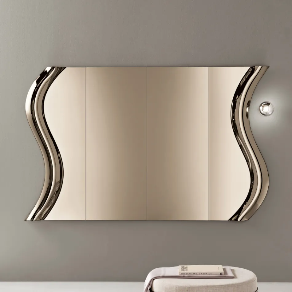 Sorya Bronze-Colored Mirror in Fused Glass with Central Insert Made in Italy Viadurini