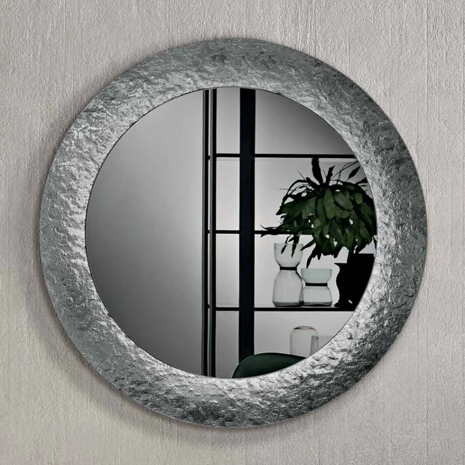 Mirror with Hammered Glass Frame, Back-Silvered, Made in Italy - Basilia Viadurini