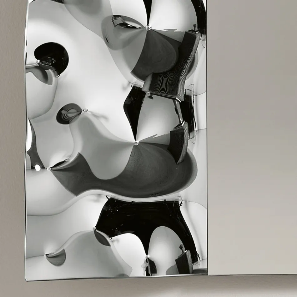 Mirror with a Wavy Glass Insert in Three Sizes Made in Italy - Velis Viadurini