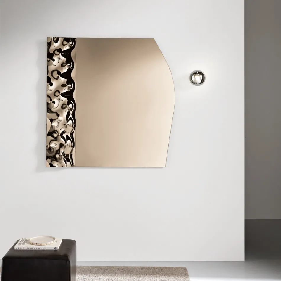 Mirror with a Wavy Glass Insert in Three Sizes Made in Italy - Velis Viadurini