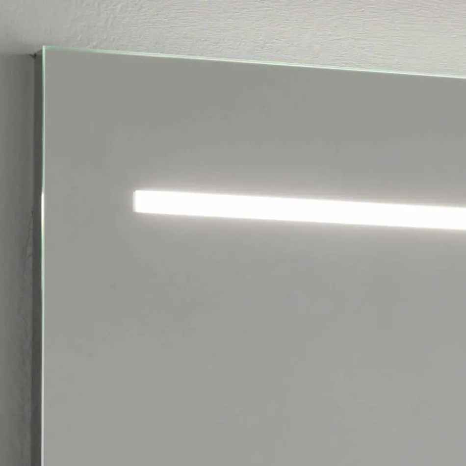 Modern Wall Mirror with LED Light and Steel Frame Made in Italy - Yutta Viadurini