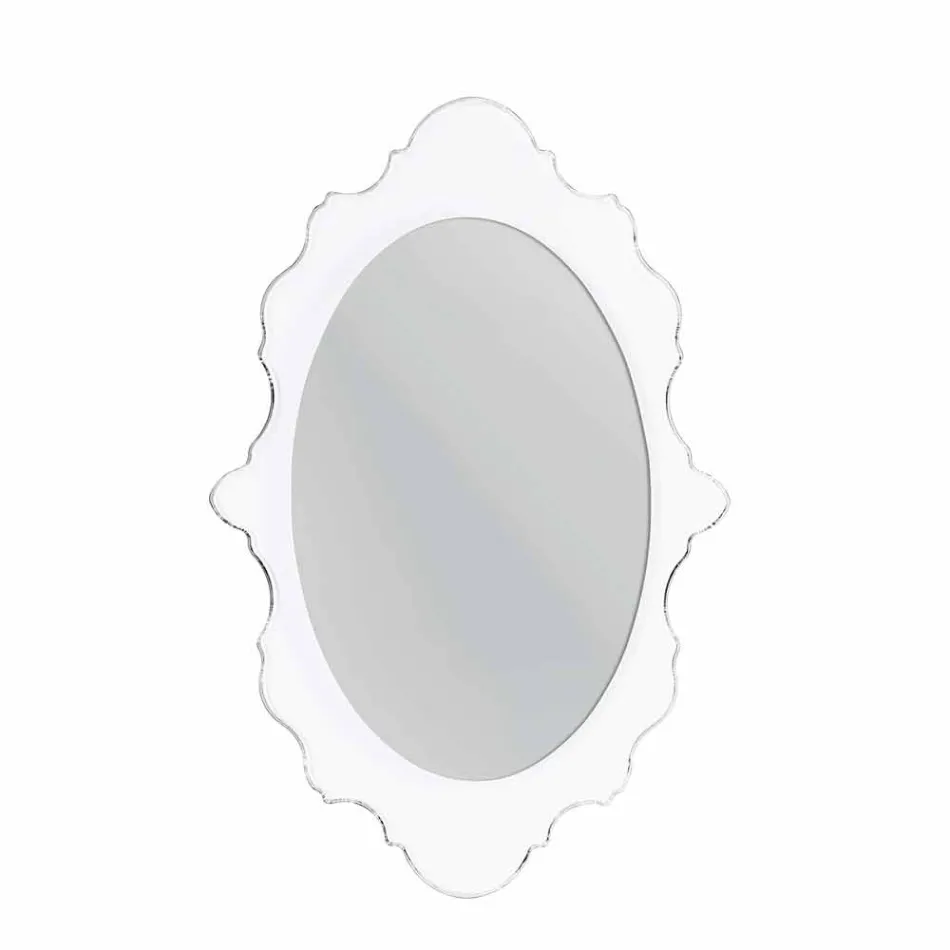 Design white wall mirror Joy decorated frame, made in Italy Viadurini