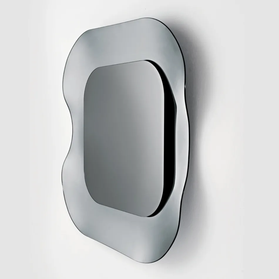 Wall Mirror with Frame in Fused Glass Made in Italy - Adored Viadurini