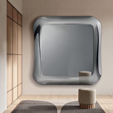 Wall Mirror with Frame in Fused Glass Made in Italy - Adored Viadurini