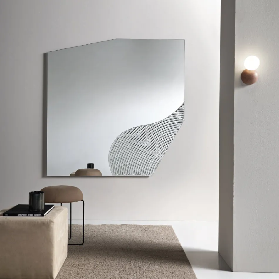 Lirion Wall Mirror with Two-Color Striped Insert Made in Italy Viadurini