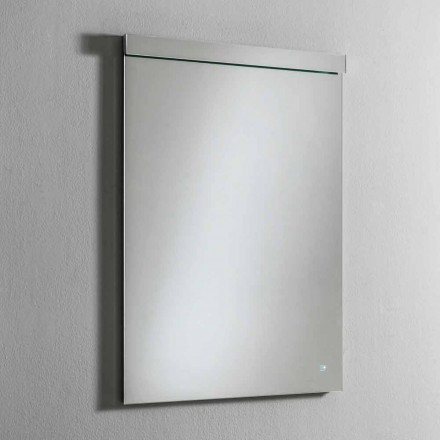 Wall Mirror with Integrated Light in Stainless Steel Made in Italy - Tuccio Viadurini