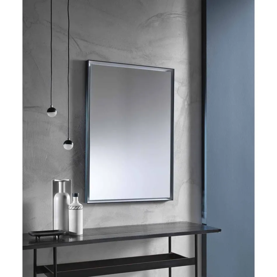Wall Mirror with Aluminum Frame and LED Light Made in Italy - Chik Viadurini