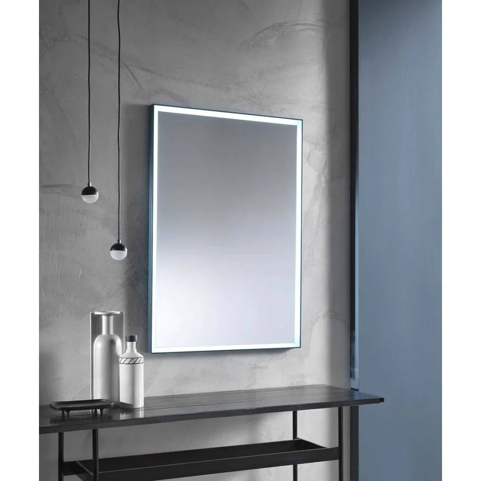 Wall Mirror with Aluminum Frame and LED Light Made in Italy - Chik Viadurini