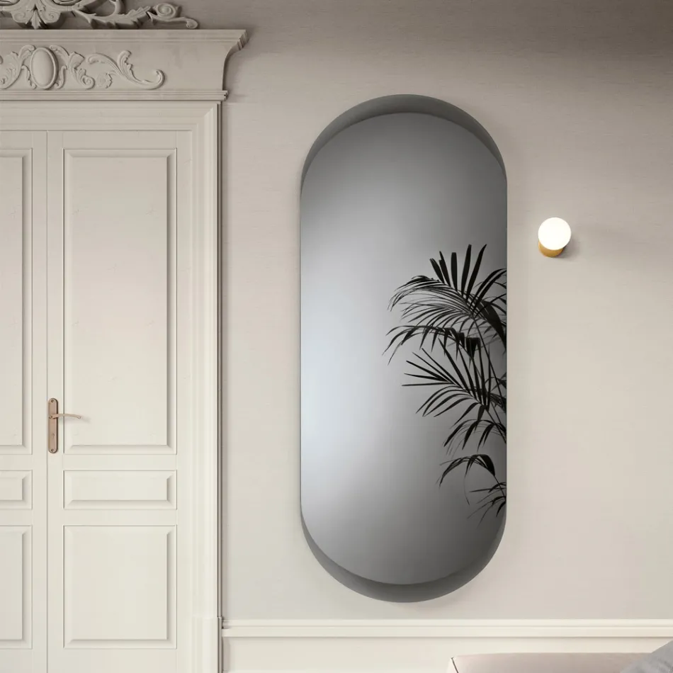Ecla Wall Mirror with Elongated Shape and Rounded Corners Made in Italy Viadurini