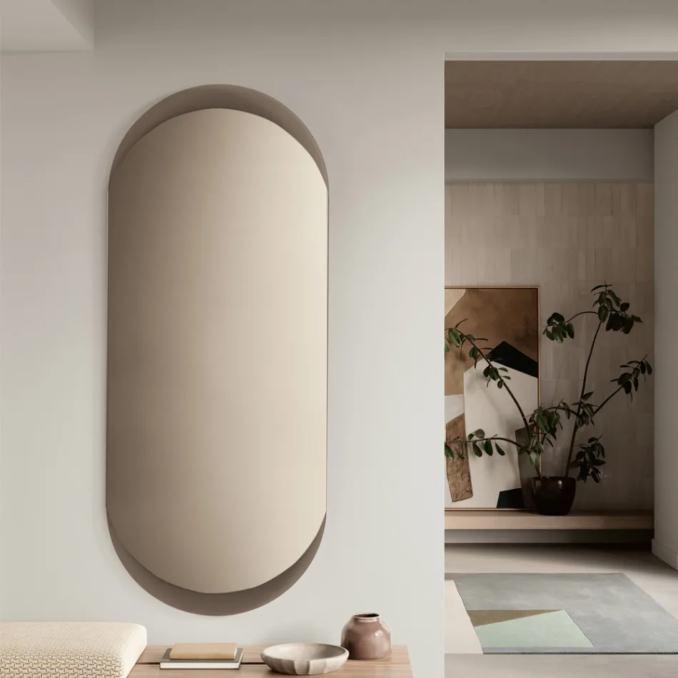 Ecla Wall Mirror with Elongated Shape and Rounded Corners Made in Italy Viadurini