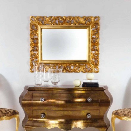 Design wall mirror with gold leaf finish Gudin, 108x87 cm Viadurini