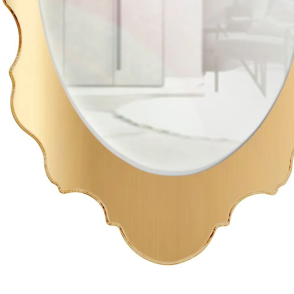 Plexiglass Wall Mirror with Gold or Silver Frame, Made in Italy - Ariele Viadurini