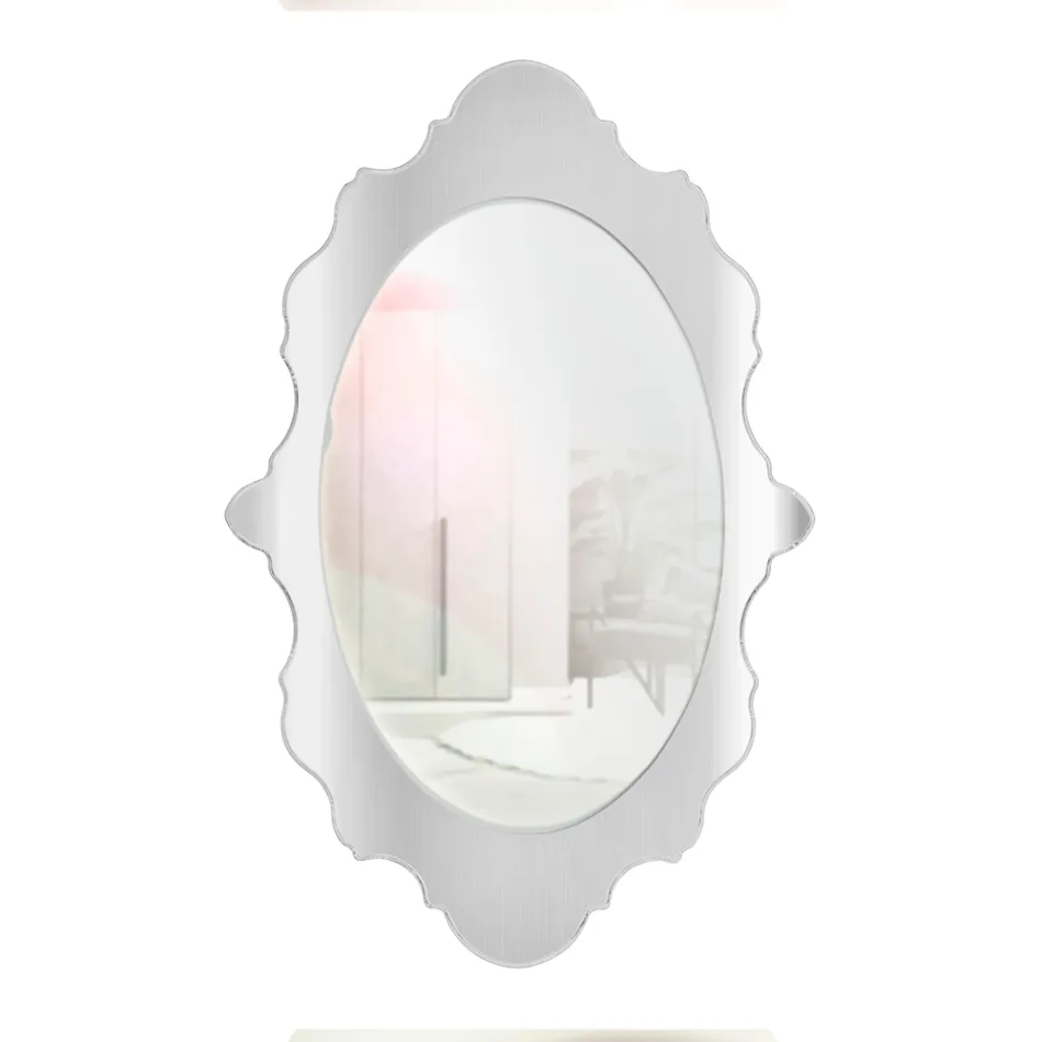 Plexiglass Wall Mirror with Gold or Silver Frame, Made in Italy - Ariele Viadurini
