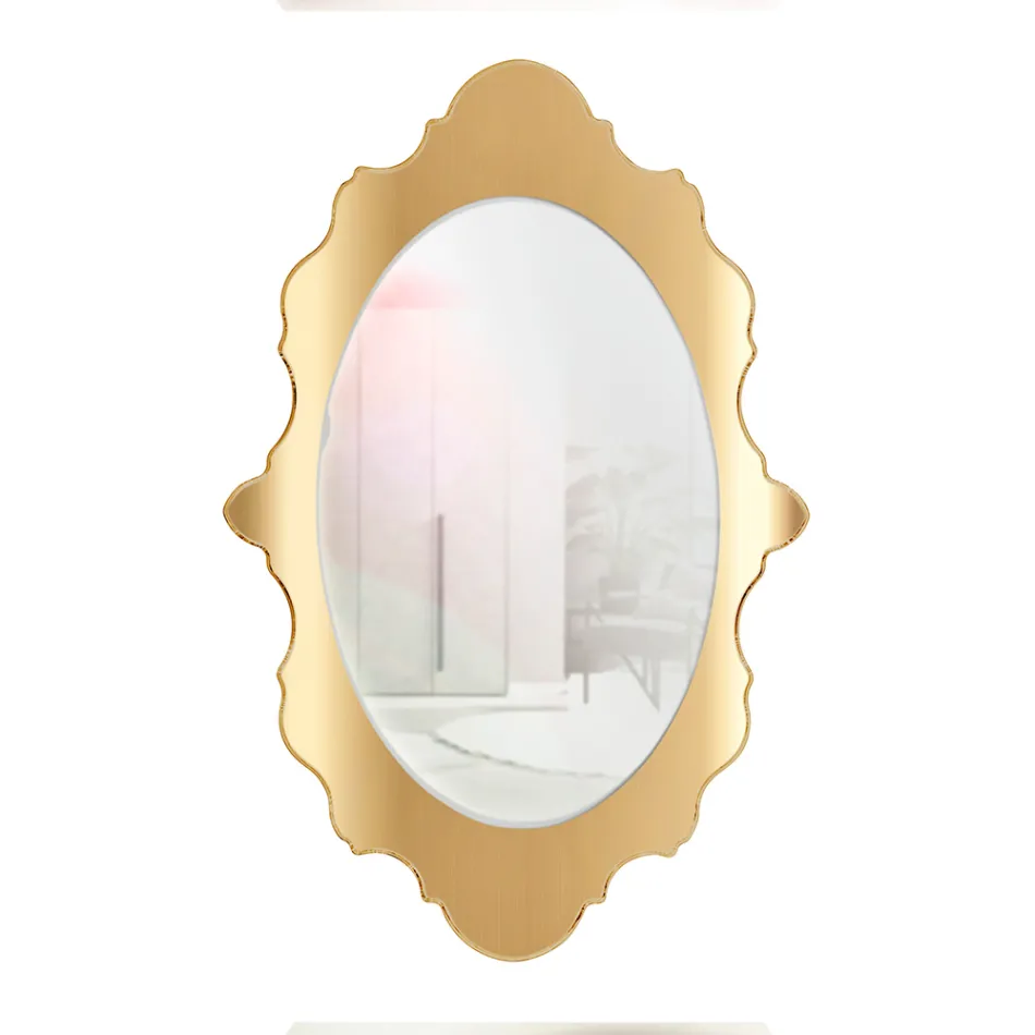 Plexiglass Wall Mirror with Gold or Silver Frame, Made in Italy - Ariele Viadurini