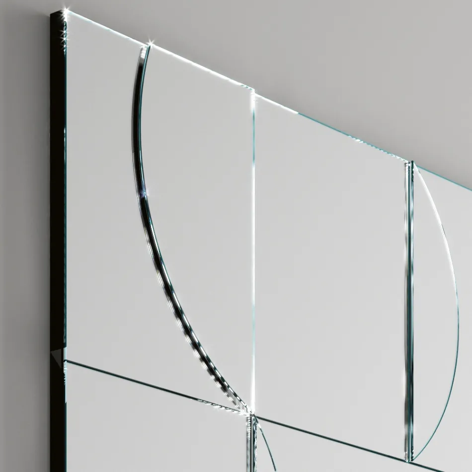 Modular Wall Mirror with Wooden Structure Made in Italy - Saetta Viadurini