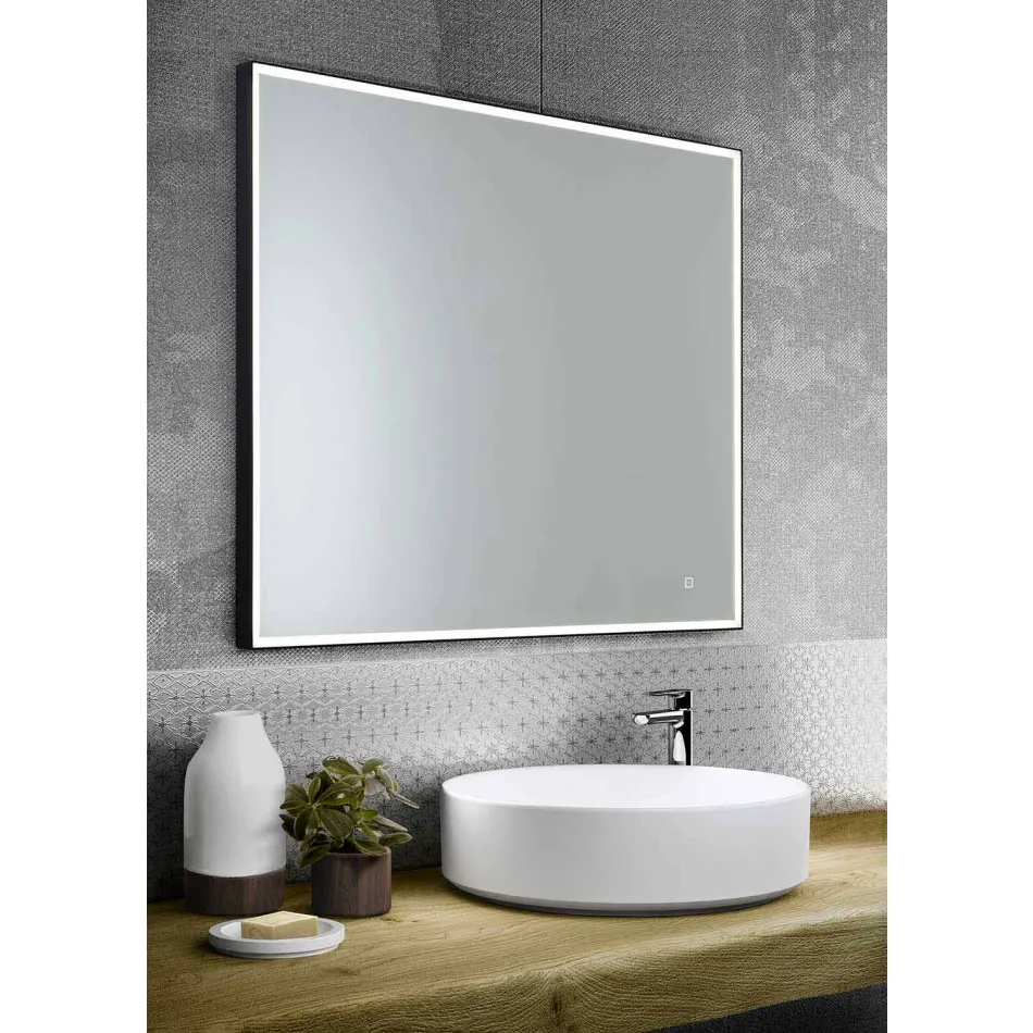 Square Wall Mirror with Frosted Glass Frame Made in Italy - Mirro Viadurini