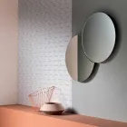 Round Wall Mirror with Satellite that Rotates 360 ° Made in Italy - Shaki Viadurini