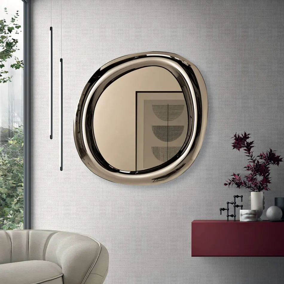 Shaped Wall Mirror with Curved Frame Made in Italy - Babila Viadurini