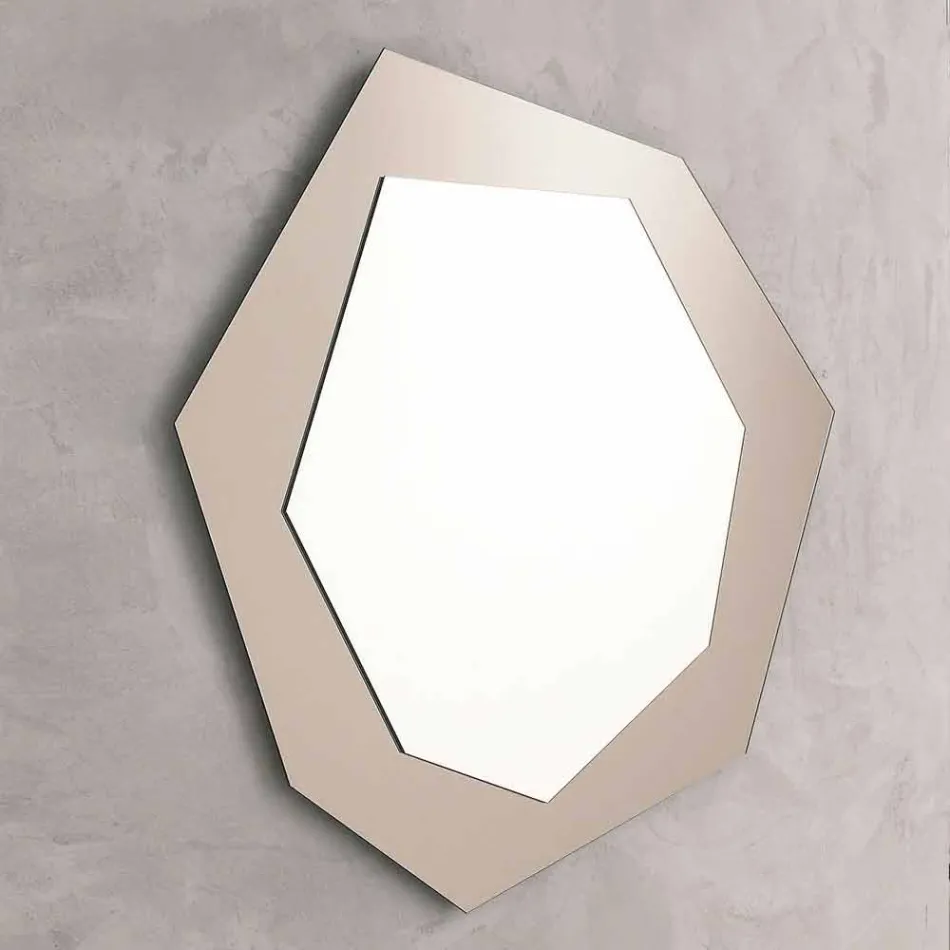 Shaped Wall Mirror with Glass Frame Made in Italy - Chlorine Viadurini